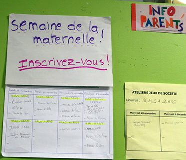 Semaine Académique de la Maternelle - Les parents s'inscrivent pour les activités et rituels